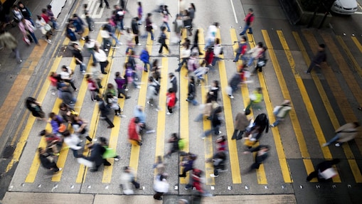 crowd crossing street
