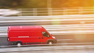 red van -on highway