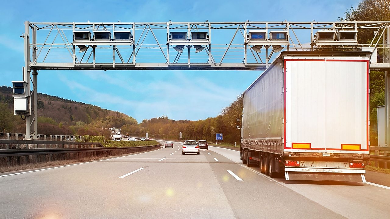 truck driving on highway