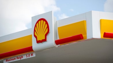 shell logo on the shell service station