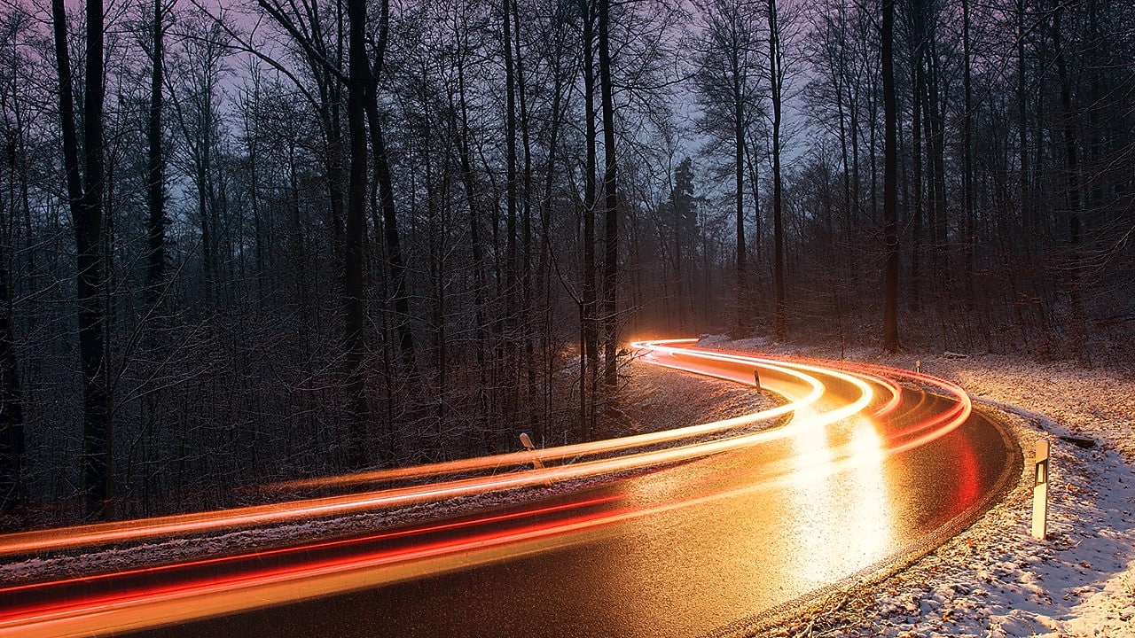 Shell infinity car driving at night