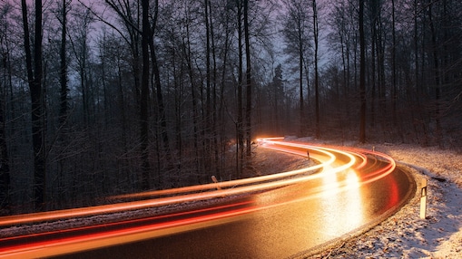 Shell infinity car driving at night