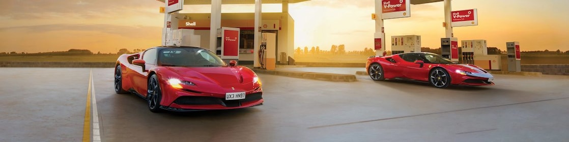 Shell infinity cars infront of Shell station