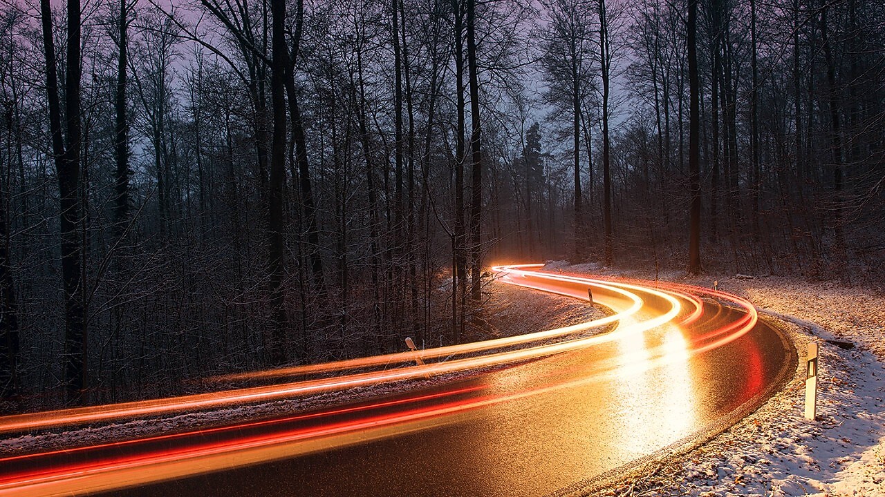 Shell infinity car driving at night